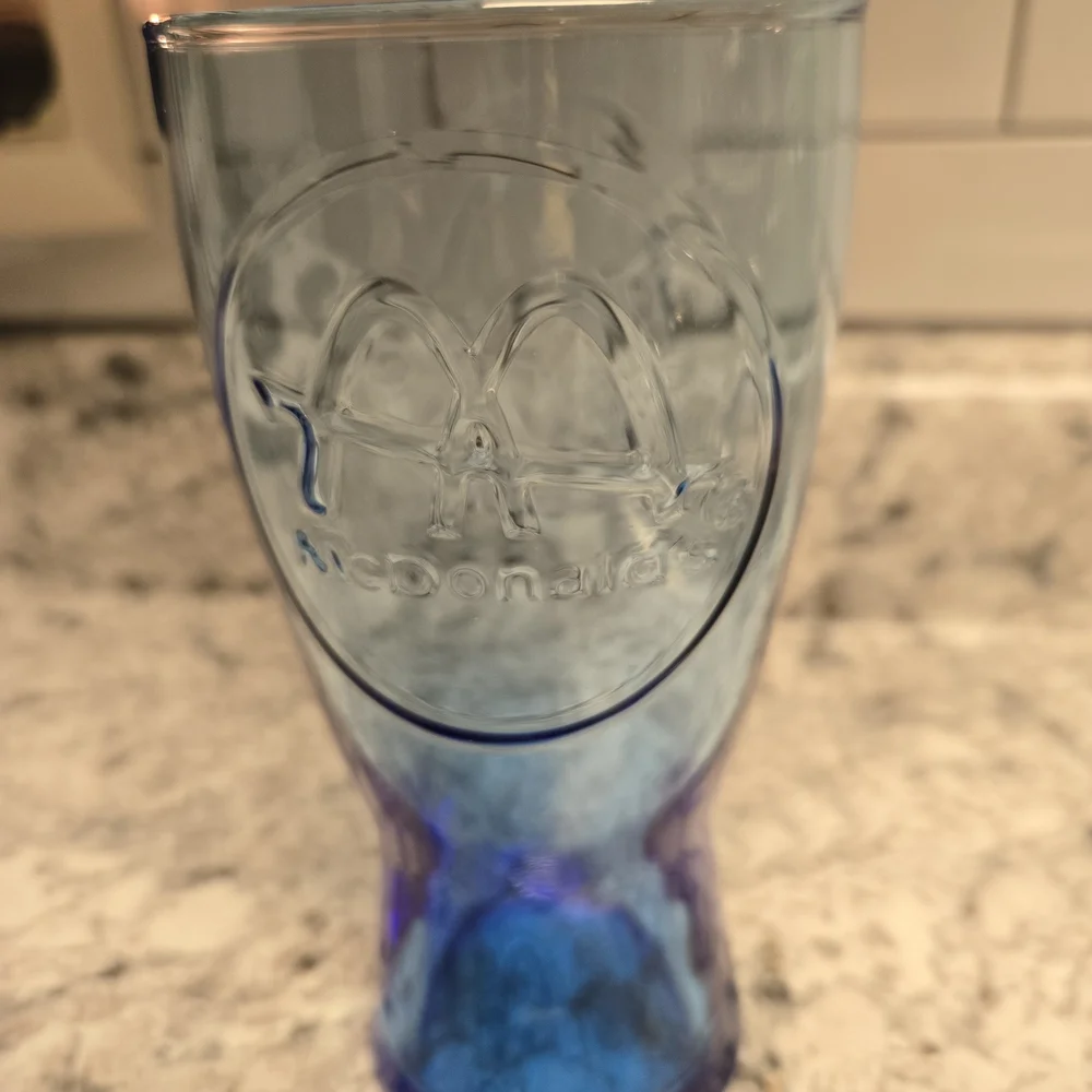 McDonalds Coca-Cola Style Blue Glass Tumbler 1961 Vintage Style (2003) Cup
